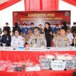 Kapolda Kalteng Pimpin Konferensi Pers, Polres Lamandau Berhasil Gagalkan Penyeludupan Sabu 33 Kg
