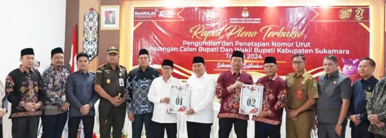 Rapat Pleno Terbuka Penetapan Nomor Urut Calon Bupati dan Wakil Bupati Kabupaten Sukamara