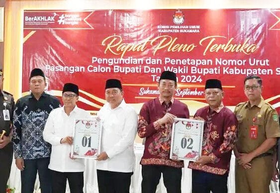 Rapat Pleno Terbuka Penetapan Nomor Urut Calon Bupati dan Wakil Bupati Kabupaten Sukamara